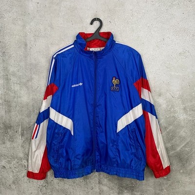 FRANCE 1990 1992 ANTHEM FOOTBALL TRACK JACKET ADIDAS NATIONAL JERSEY SIZE XL