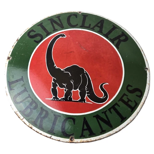 Vintage Sinclair Gasoline Porcelain Sign - Motor Oil Gas Pump Lubricants Sign