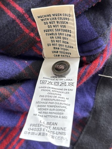 L.L. Bean Para Mujer Calce Relajado Escocés Franela a Cuadros Con Capucha Cremallera Talla Mediana - Imagen 12 de 12