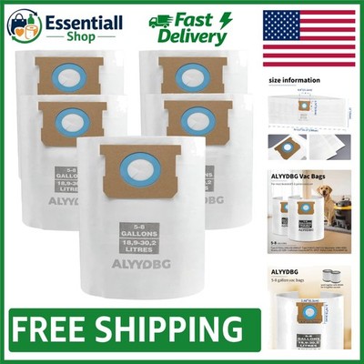 5-Pack Universal Disposable Vacuum Bags for 5-8 Gallon Cleaners - Type E & H