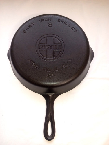 GRISWOLD #8 LARGE LOGO SKILLET 704L CLEANED AND SEASONED