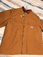 Carhartt Brown Cotton Duck Full Zip Relaxed Fit Jacket Men's Large Short