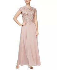 Alyce Paris 81171264 Lace Sequin Mother Of The Bride Dress Sz 12 Beige Rose Gold