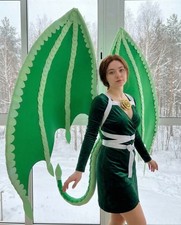 Green Dragon Wings With Tail Costume, Fantasy Dragon Cosplay Wings