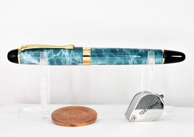NEW MALACHITE  JINHAO X450 STEEL FOUNTAIN PEN W/ GOLD PLATED FINE NIB