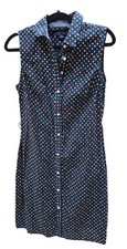 2019 Tommy Hilfiger Women's SZ 4 Blue Polka Dot Button Down Mid Dress #175