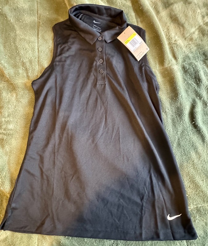 New w/tag Nike Black Golf Logo Polo Tanktop Top Small S $52