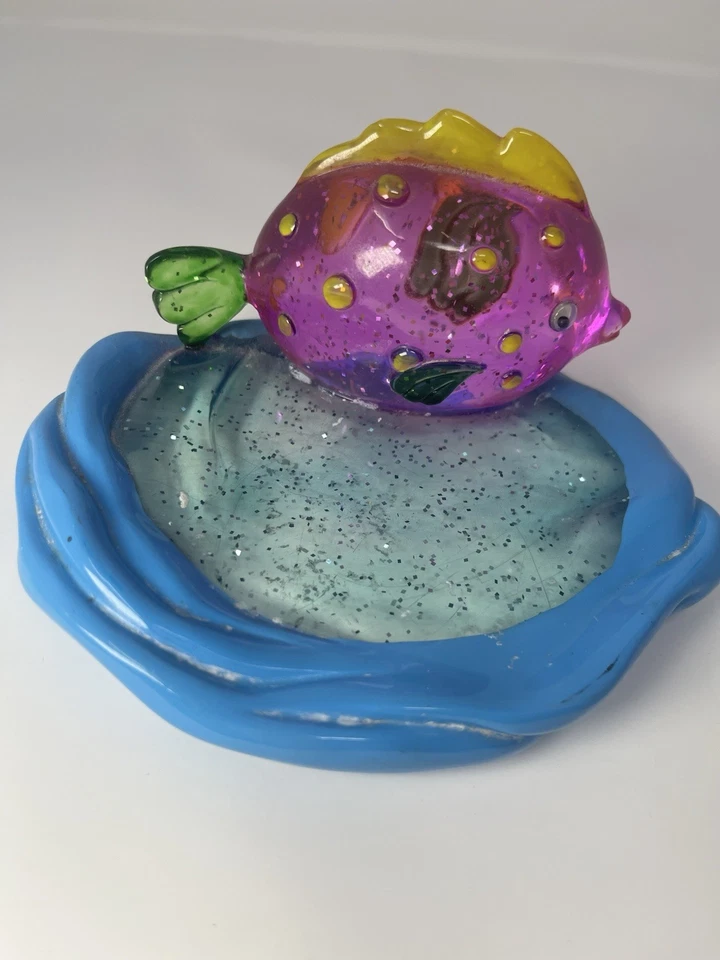 De colección Raro Increíble Grueso Lucita Acrílico Peces Tropicales Jabonera Soporte Brillo Foto 2 de 4