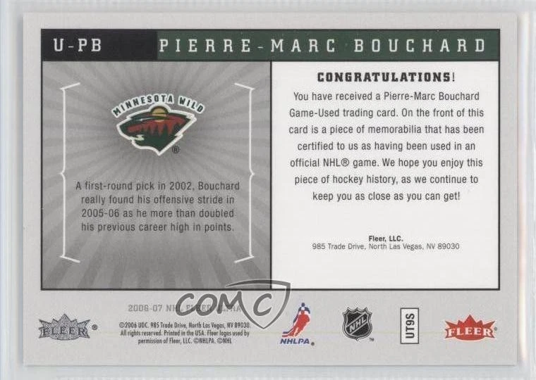 2006-07 Fleer Ultra Uniformity Pierre-Marc Bouchard #U-PB - Image 2 of 2