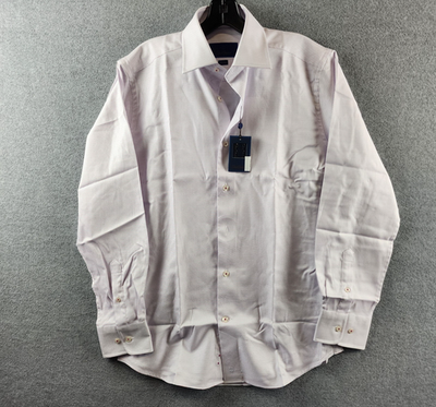 David Donahue Men's Trim Fit Micro Dobby Dress Shirt - Pink - Size 15 32/33 - Berry/Blue David Donahue Men's Trim Fit Micro Dobby Dress Shirt - Pink - Size 15 32/33 - Berry/Blue