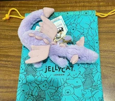 ✅ Jellycat Purple Dragon Bag Charm Plush Keychain Cute Magical Accessory Toy NWT