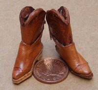 1:12 Scale Pair Of Brown Leather Cowboy Boots Dolls House Miniature Clothing 1:12 Scale Pair Of Brown Leather Cowboy Boots Dolls House Miniature Clothing