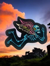 Angelic Skeleton Embroidered Halloween Iron On Patch 4.3" x 3.75" FREE SHIPPING