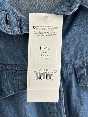 George Denim Look Girl’s Long Sleeve Jumpsuit To Fit Age 11-12 Years NWT - Picture 4 of 7