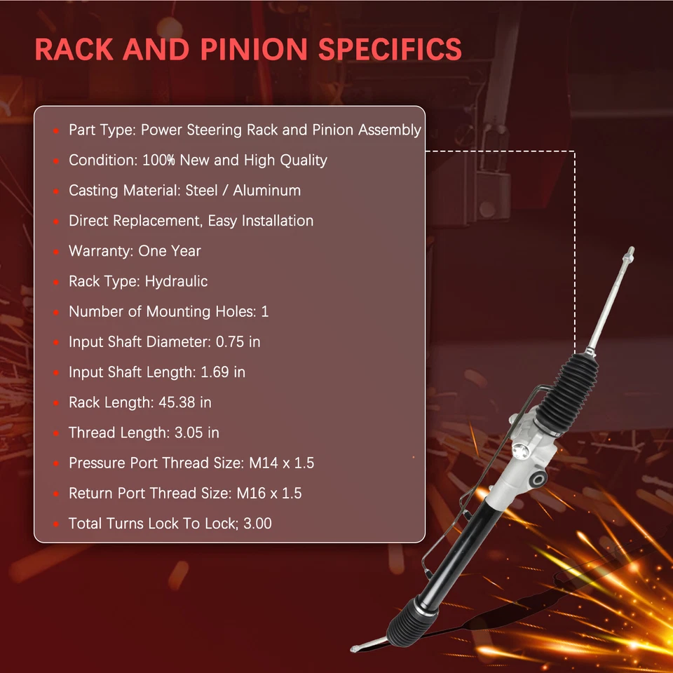 Power Steering Rack and Pinion Assembly For Nissan Sentra 2000-2006 1.8L 26-3018 - Image 3 of 4