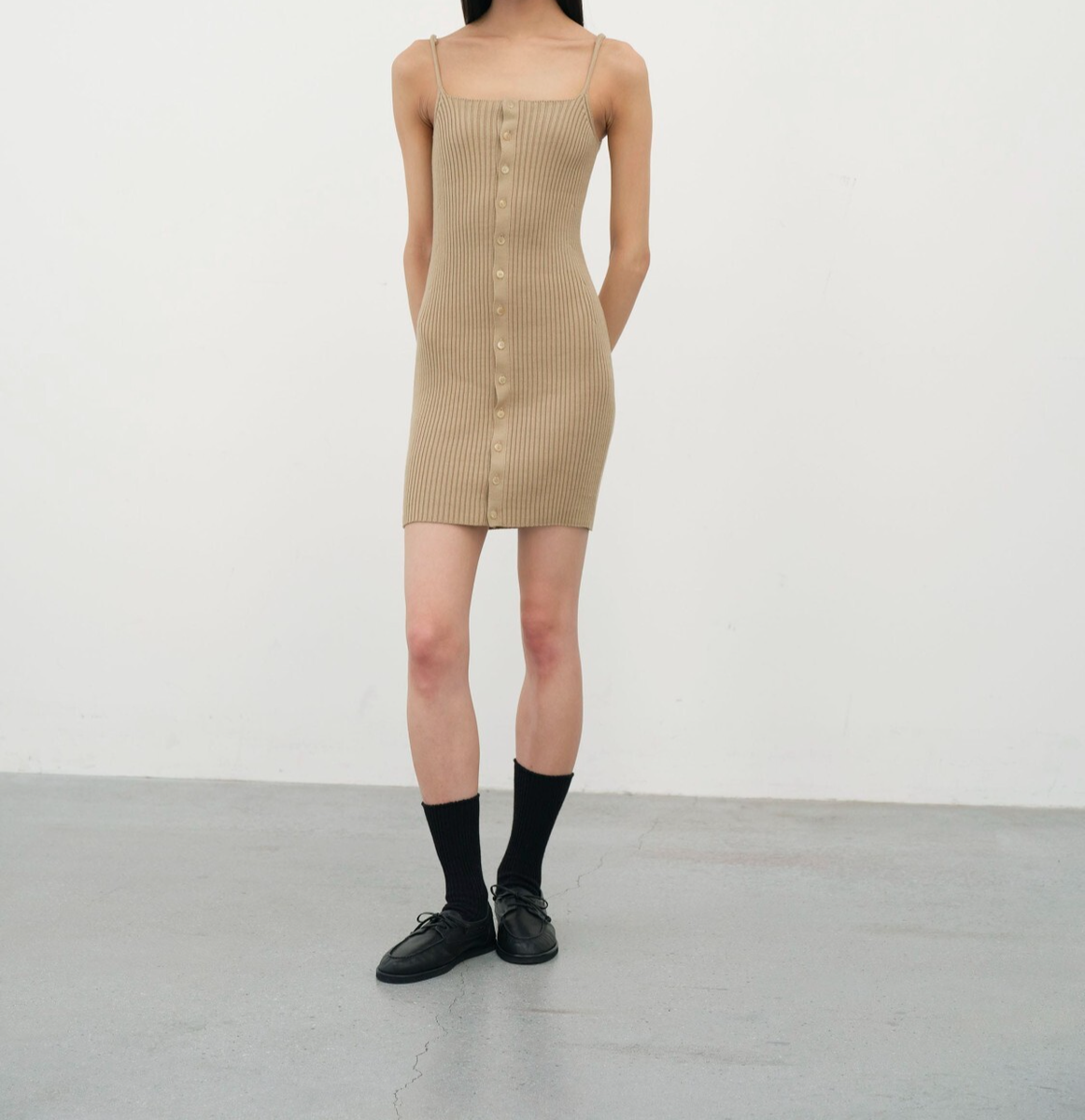 【AURALEE】COTTON SILK RIB KNIT MINI DRESS ASK availability First)AURALEE COTTON SILK RIB KNIT MINI