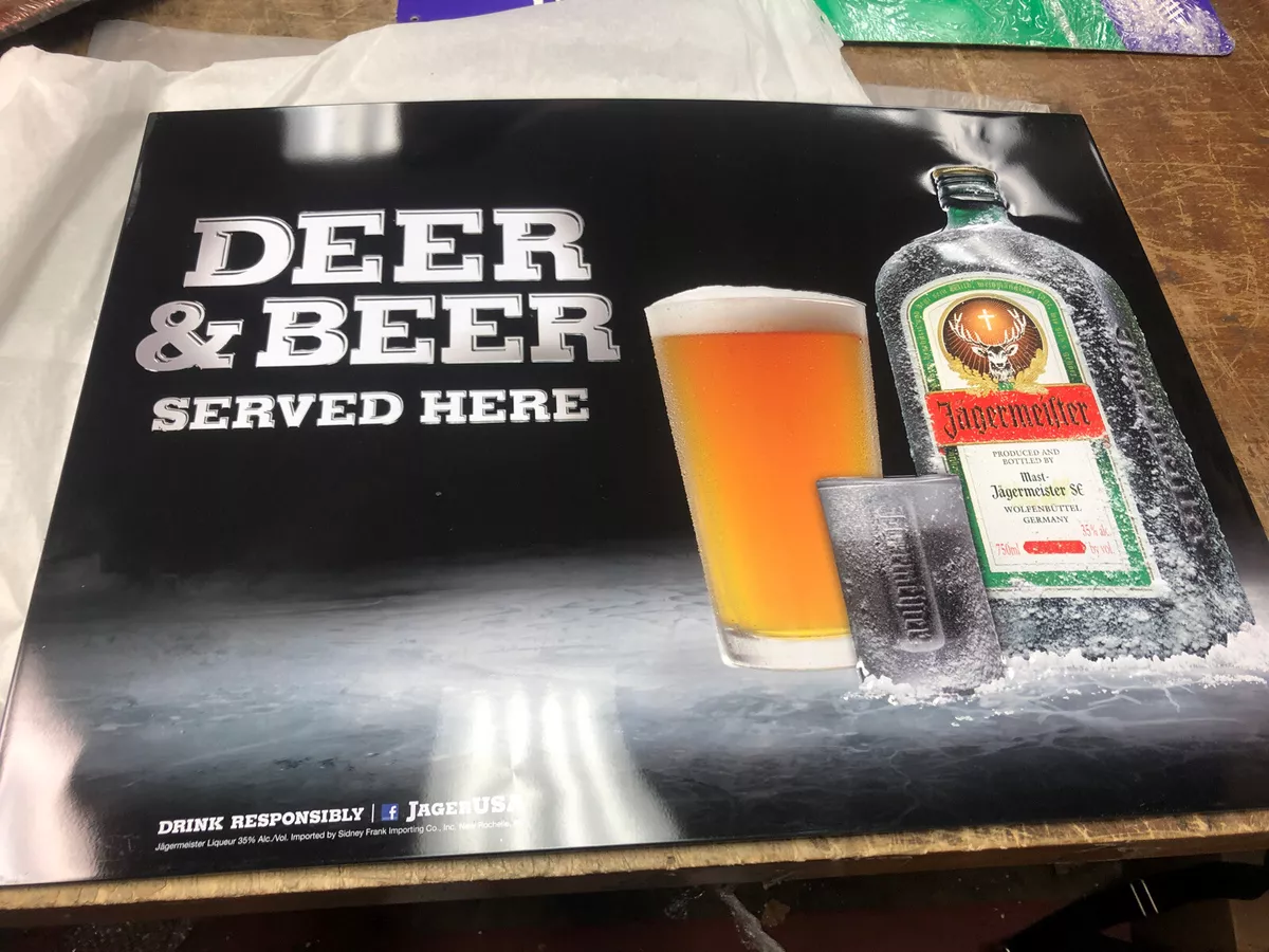 jagermeister deer and beer tin sign free shipping