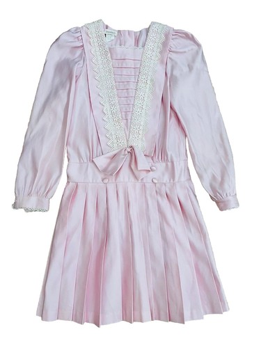 Vintage Dorissa International Nicole Girl Drop Stamp Dress Rare HTF Pale Pink 12