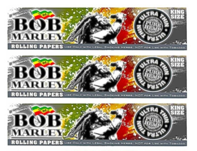 3X Bob Marley King Size Rolling Papers NEW ULTRA THIN 3 PKS 33/LVS USA SHPD
