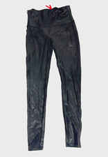 SPANX Womens Large Black Faux Leather Skinny Elastic Waist Pull On Leggings