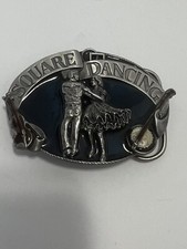 1985 Siskiyou Buckle Co. Inc Square Dancing Pewter Belt Buckle