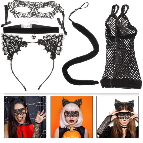 Costume Cosplay Chat/Loup BEIJIALY - Masque, Queue Et Gants En Fausse Fourrure, Personnalisable, Pour Fête Et Halloween