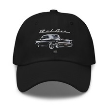 1957 Bel Air Dad Hat Classic Black Chevy Vintage Car Cap For Retro Auto Fans