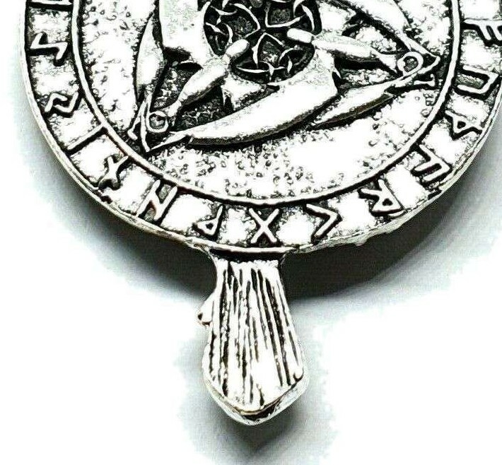 Raven Necklace Pendant Norse Viking Odin All Father Rune Double Sided ...