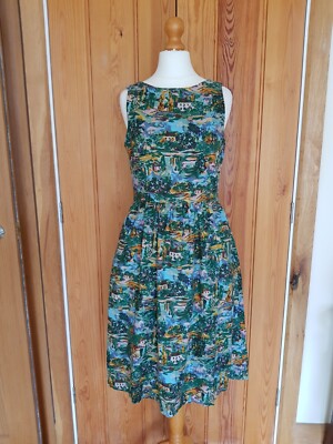 Cath Kidston Horse Print Green Midi Dress UK 8 Cath... | Depop