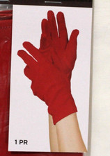Short Red Gloves Wrist Length Women's One Size Costume Halloween Cosplay Party