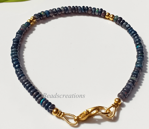 Bracciale Bole Oro Opale Nero Bracciale Argento Sterling 925 Regalo Per Lei - Foto 8 di 10