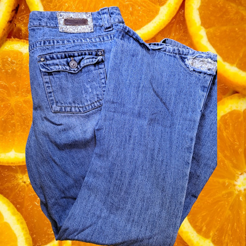 Limited Too Simply Low Distressed Patched Jeans Size 18 1/2