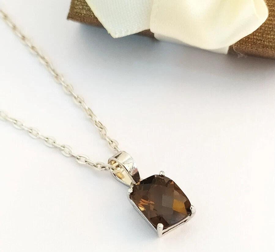 Smoky Quartz Gemstone 925 Sterling Silver Pendant-Octogon Pendant wife Gift - Image 3 of 4