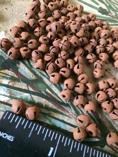 48 Primitive 6mm Rusty Tin JINGLE BELLS 1/4 in 1/4" Christmas Craft Supply *