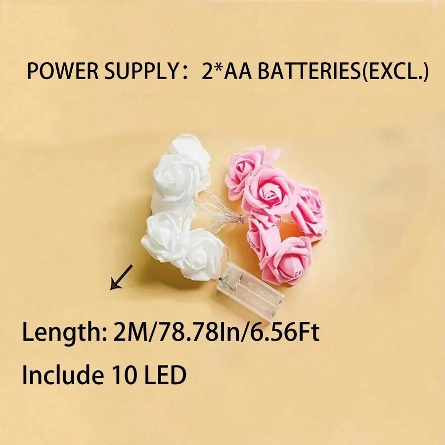 Cadena de luces LED de espuma rosa flor | Linterna a batería para San Valentín Foto 2 de 4