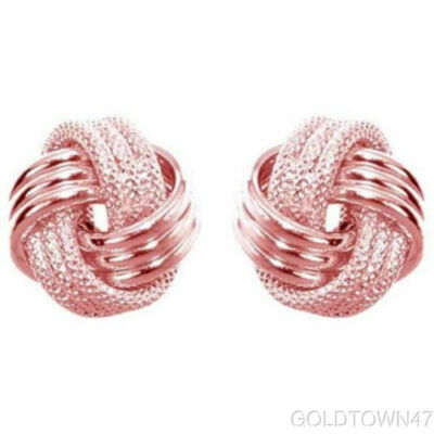 Ohrring 14kt Rotgold glänzend strukturiert 3-reihig Love Knot 
