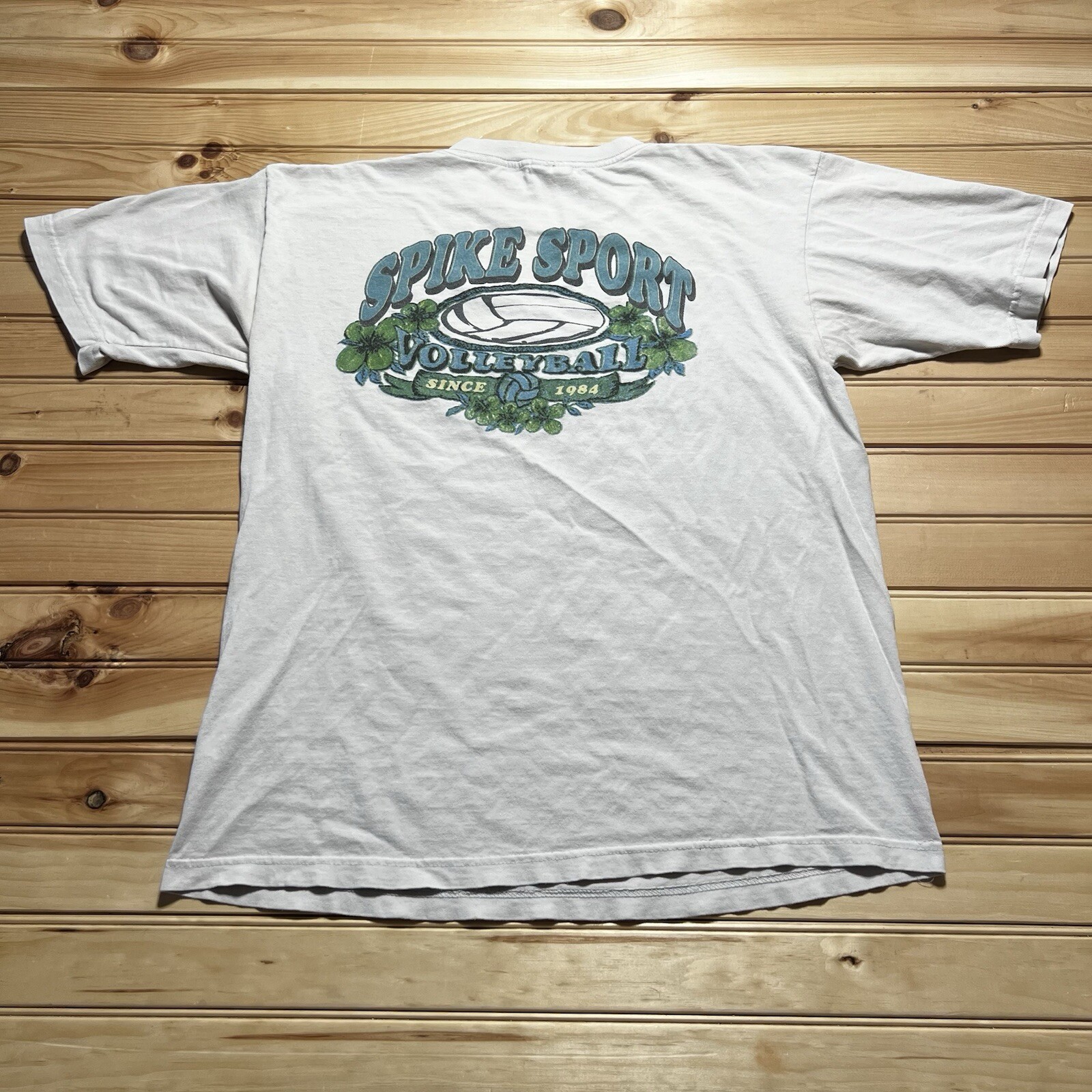 Vintage 90s y2k SPIKE Beach Volleyball Distressed Graphic Shirt Size Large