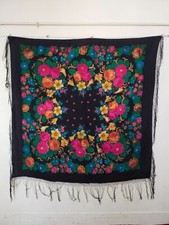 vintage beautiful flowers printed piano fringes shawl scarf wraps multi colors