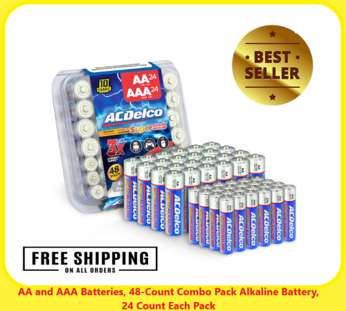 AA and AAA Batteries, 48-Count Combo Pack Alkaline Battery, 24 Count Each Pack-image