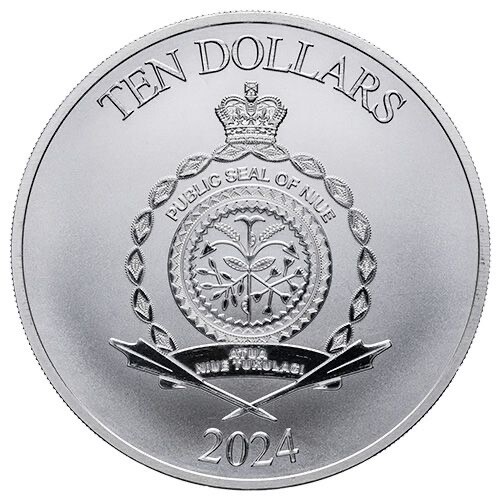 Moneda de plata 2024 ROARING LION ALTO RELIEVE 5 OZ 9999 BU en cápsula NIUE 1000 - Imagen 8 de 12