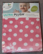 Summer Ultra Plush Changing Pad Cover Pink White Polka Dots new