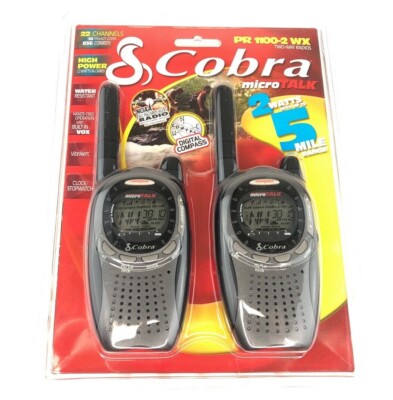 COBRA MicroTalk PR 1100-2 WX Walkie Talkie 2-Way Radios 5 Mile Range NEW Sealed
