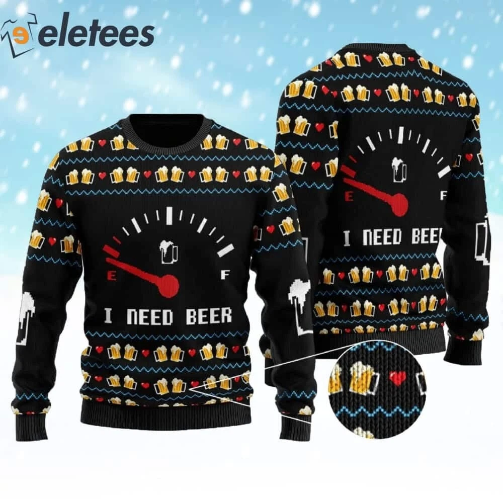 I Need Beer Ugly Christmas Sweater NSWO5AVY