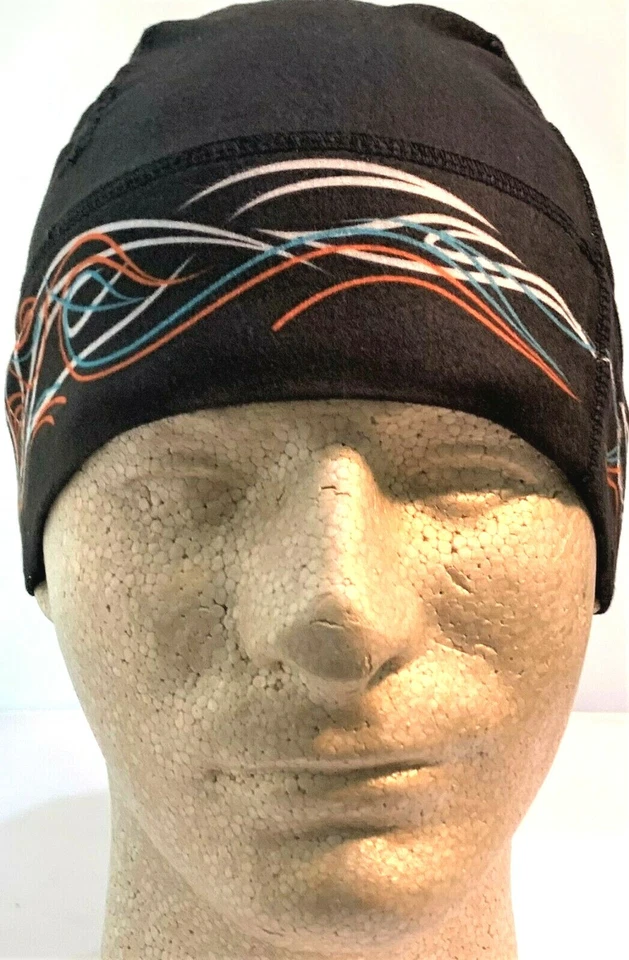 Naranja Rayas SportFlex Gorro Motocicleta Gorra Sombrero Bicicleta Deporte Casco Forro Foto 2 de 2