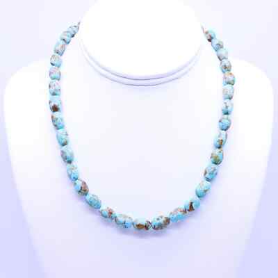 Kingman Arizona Chunky Blue and Brown Turquoise Nugget Beaded Gemstone Necklace