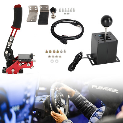 USB Handbrake withClamp and H Shifter for Logitech T300RS/GT G29 Steering WheelB