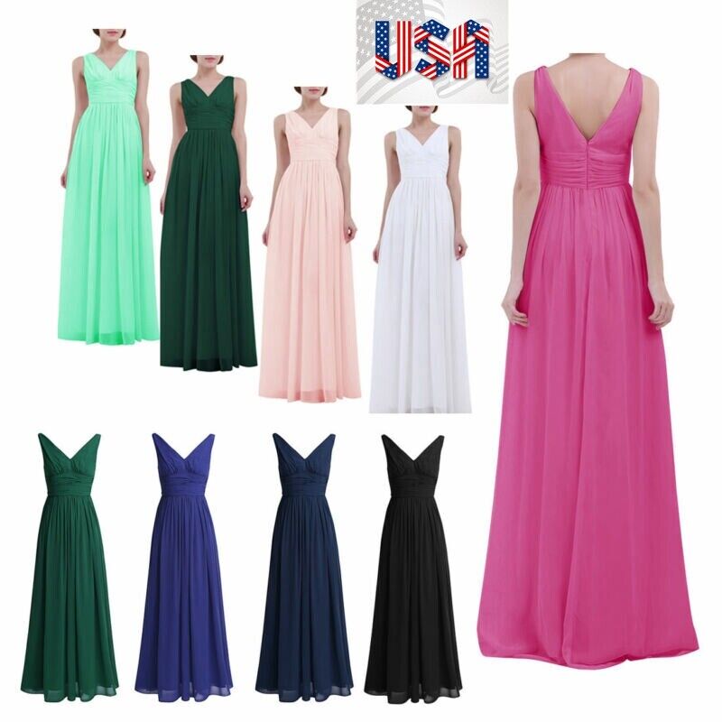US Women Evening Dress Bridesmaid Wedding Prom Maxi Long Dress Ball Gown  Formal | eBay