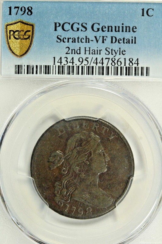 1798 Draped Bust Large Cent 2nd Hair Style : PCGS VF Details