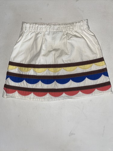 Mini Boden 18-24m Blue Yellow Red Scallop Applique Skirt Adjustable Waist Girls - Picture 2 of 2