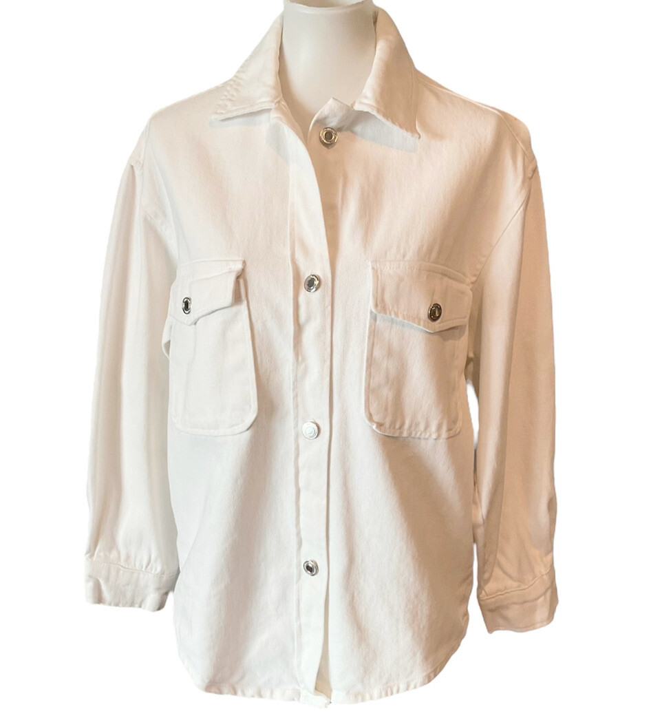 Streetwear Society White Denim Jacket Shacket Sz S